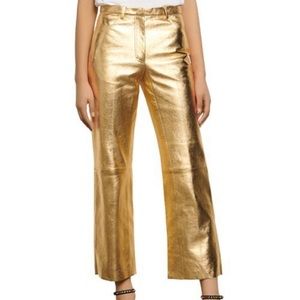 NWT Sandro 100% Lambskin metallic pants